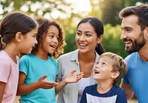 Kids and adults at Sunny Glen Children’s Home, sharing care, safety, and support in a nurturing environment.