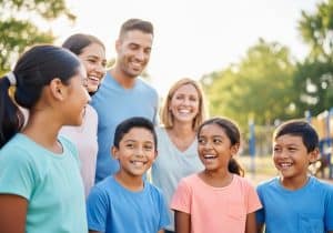 children and adults, smiling at an orphanage children’s home near me
